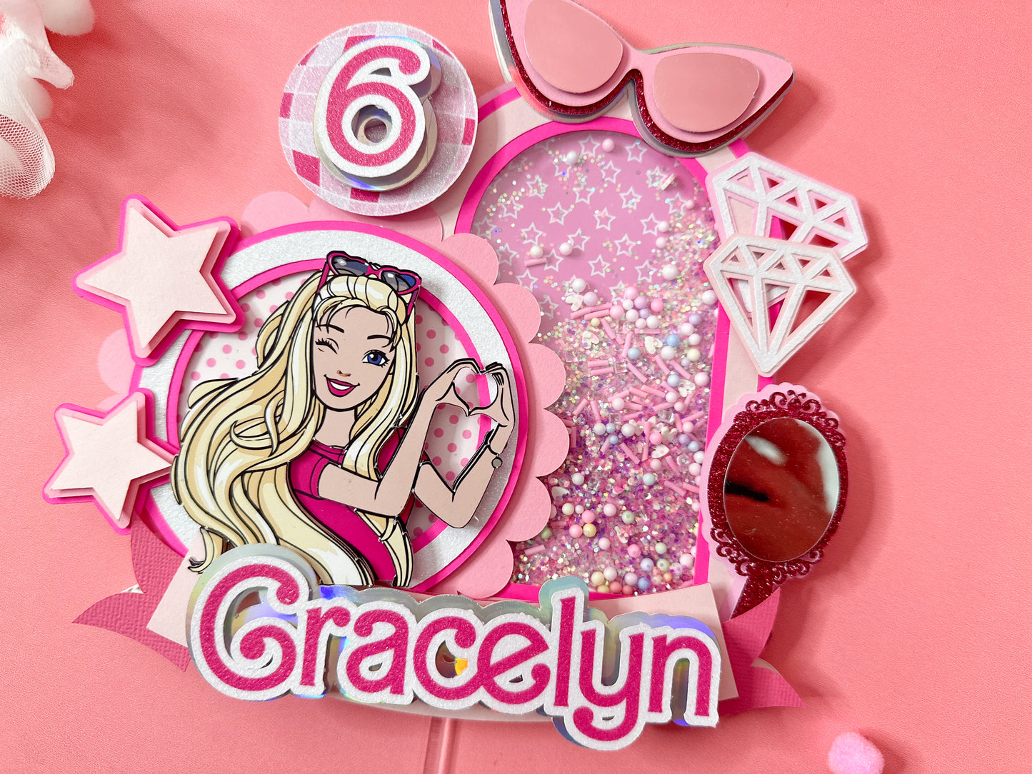 Barbie doll cake topper | Barbie | party decor | Doll party idea | shaker cake topper | Let's go party | pink lover