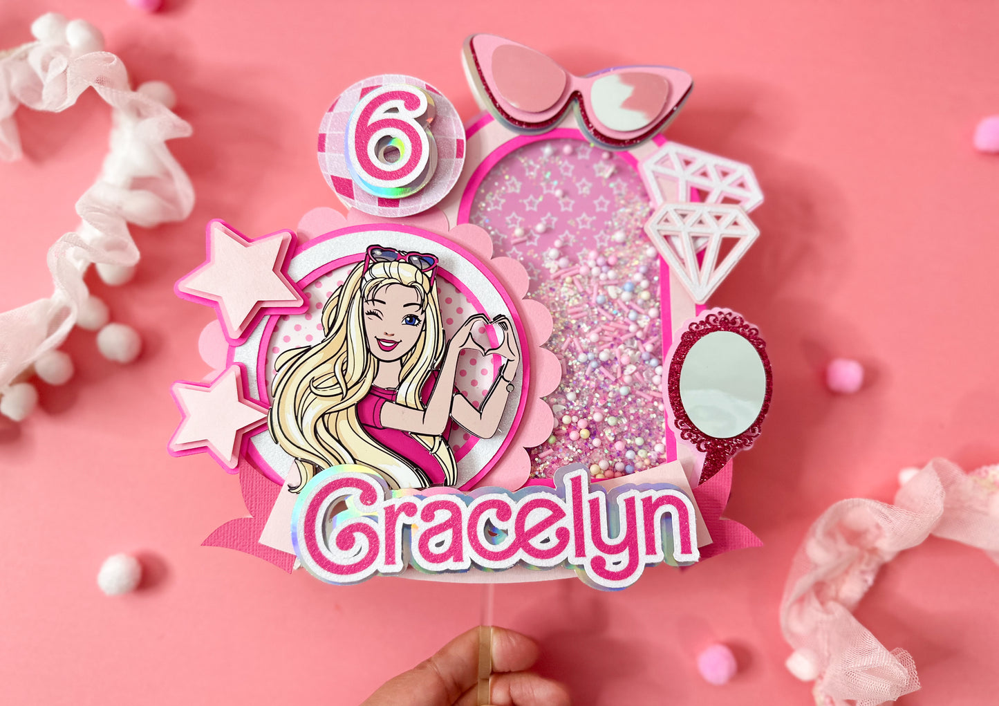 Barbie doll cake topper | Barbie | party decor | Doll party idea | shaker cake topper | Let's go party | pink lover