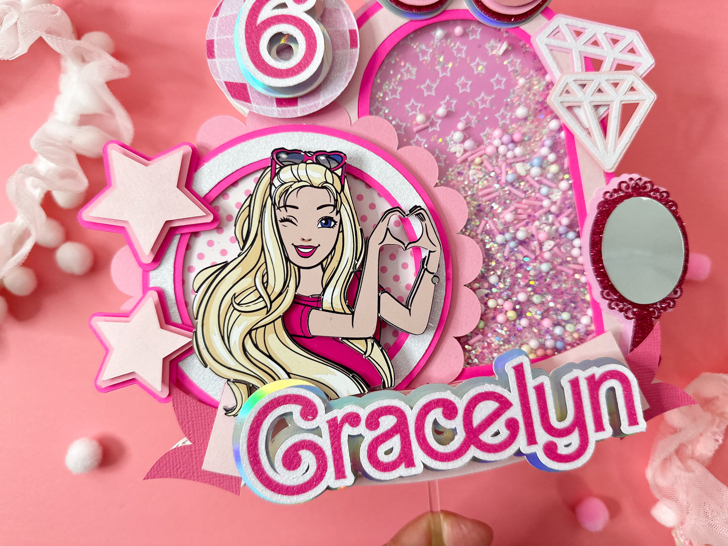 Barbie doll cake topper | Barbie | party decor | Doll party idea | shaker cake topper | Let's go party | pink lover