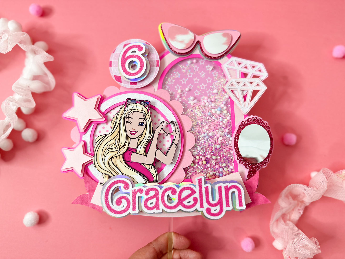 Barbie doll cake topper | Barbie | party decor | Doll party idea | shaker cake topper | Let's go party | pink lover