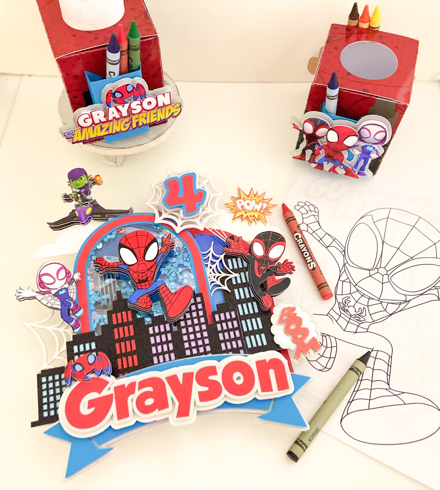 Spidey and friends cake topper | Spidey cake topper | kids party decorations | Spiderman birthday | superheroes cake topper |