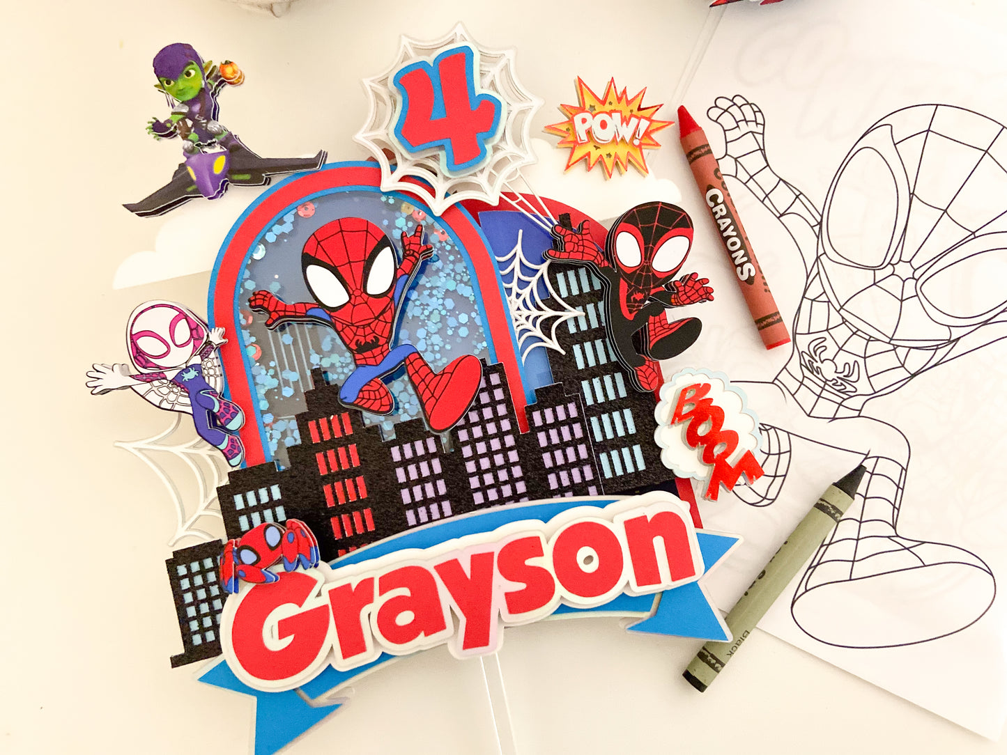 Spidey and friends cake topper | Spidey cake topper | kids party decorations | Spiderman birthday | superheroes cake topper |