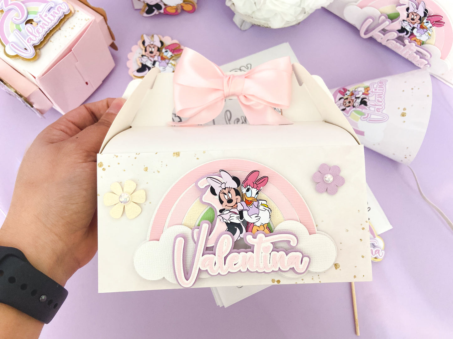 Favor Boxes Gold Minnie Mouse | Minnie party | Pink and gold birthday | Minnie Mouse birthday | birthday favors | Minnie And Daisy