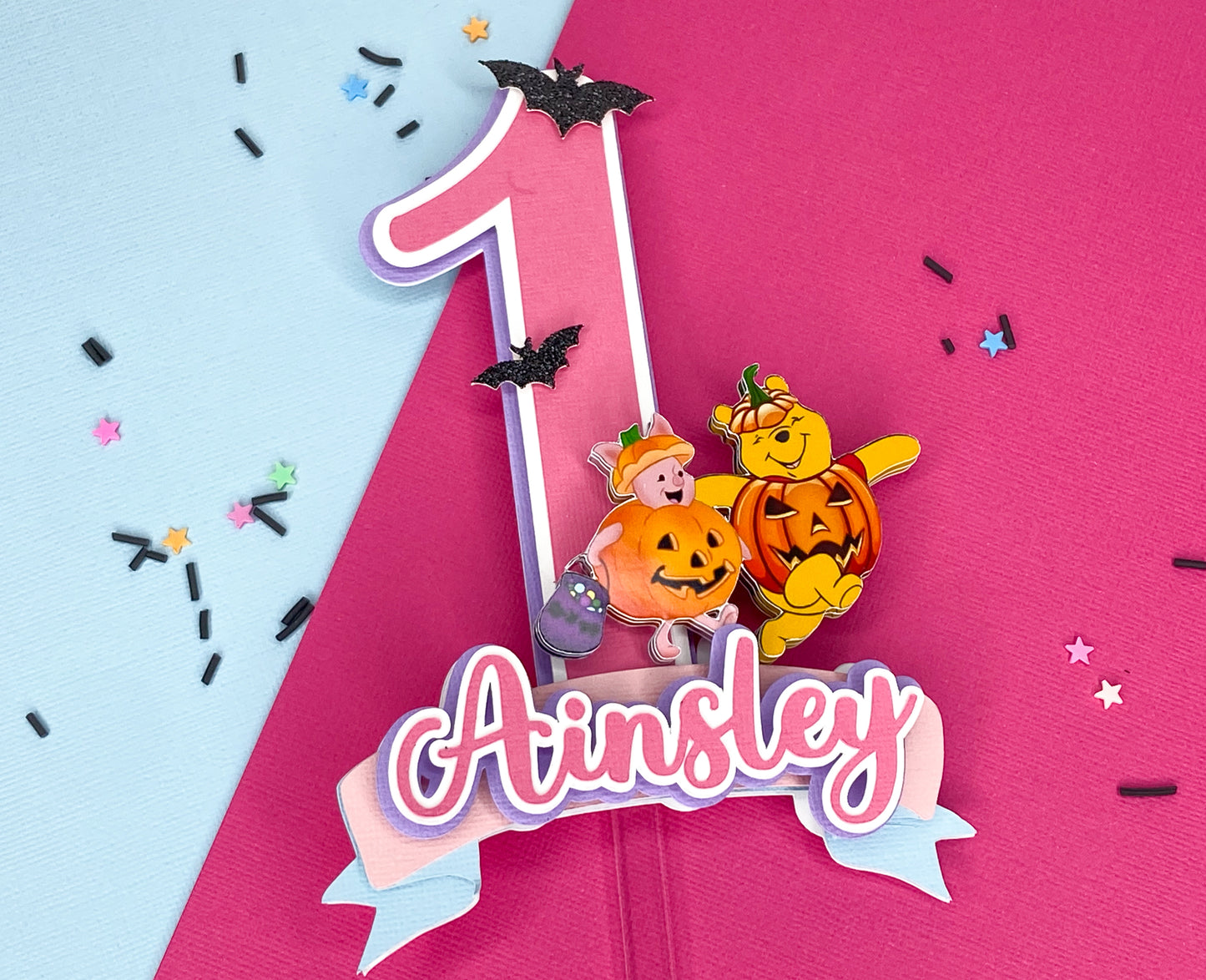 Winnie the Pooh First birthday | spooky cake topper | Winnie and piglet birthday | Winnie the Pooh halloween | Pooh halloween | smash cake