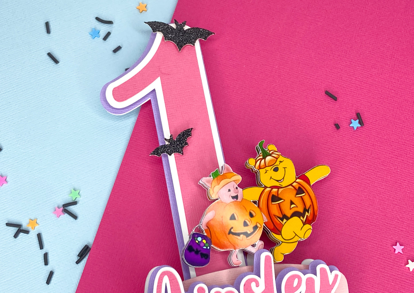 Winnie the Pooh First birthday | spooky cake topper | Winnie and piglet birthday | Winnie the Pooh halloween | Pooh halloween | smash cake