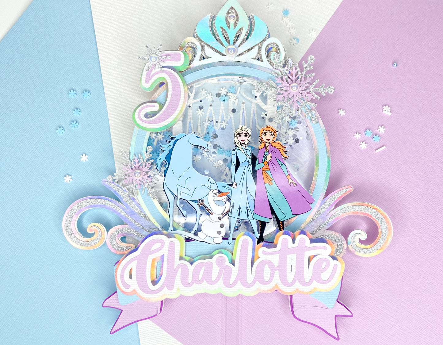 frozen inspired cake topper, Anna and Elsa party, Frozen party, shaker cake topper, party decor, personalized cake topper