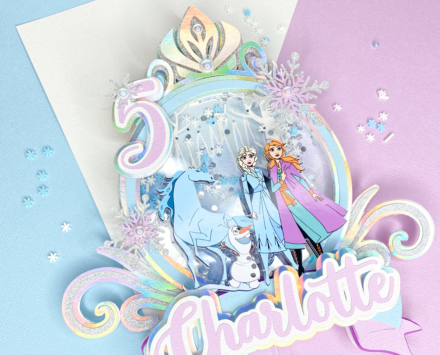 frozen inspired cake topper, Anna and Elsa party, Frozen party, shaker cake topper, party decor, personalized cake topper