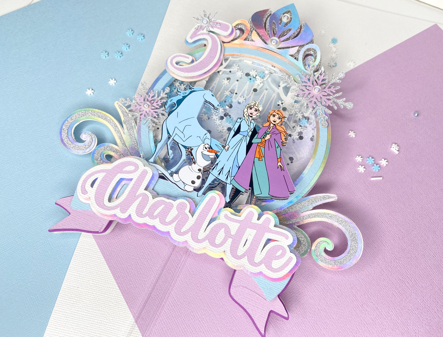 frozen inspired cake topper, Anna and Elsa party, Frozen party, shaker cake topper, party decor, personalized cake topper
