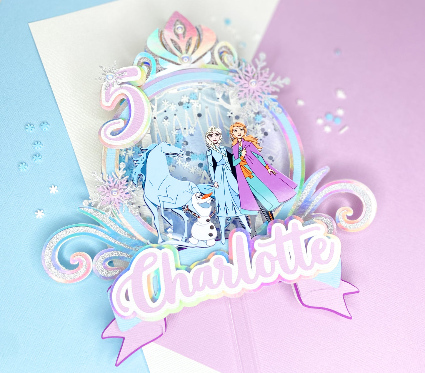 frozen inspired cake topper, Anna and Elsa party, Frozen party, shaker cake topper, party decor, personalized cake topper