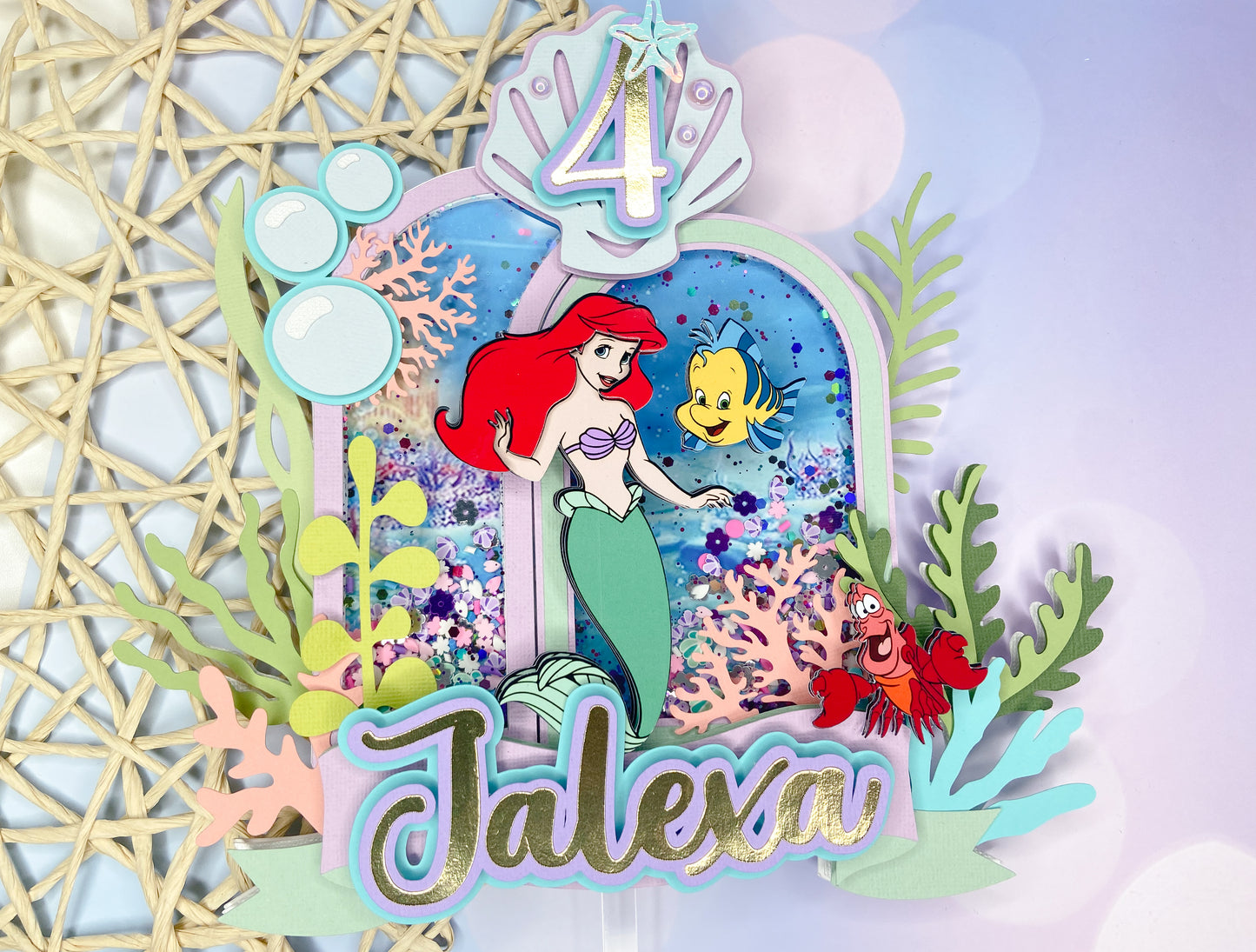 Little Mermaid cake topper | under the sea | Mermaid shaker topper | 3D Mermaid shaker | Little mermaid party decor