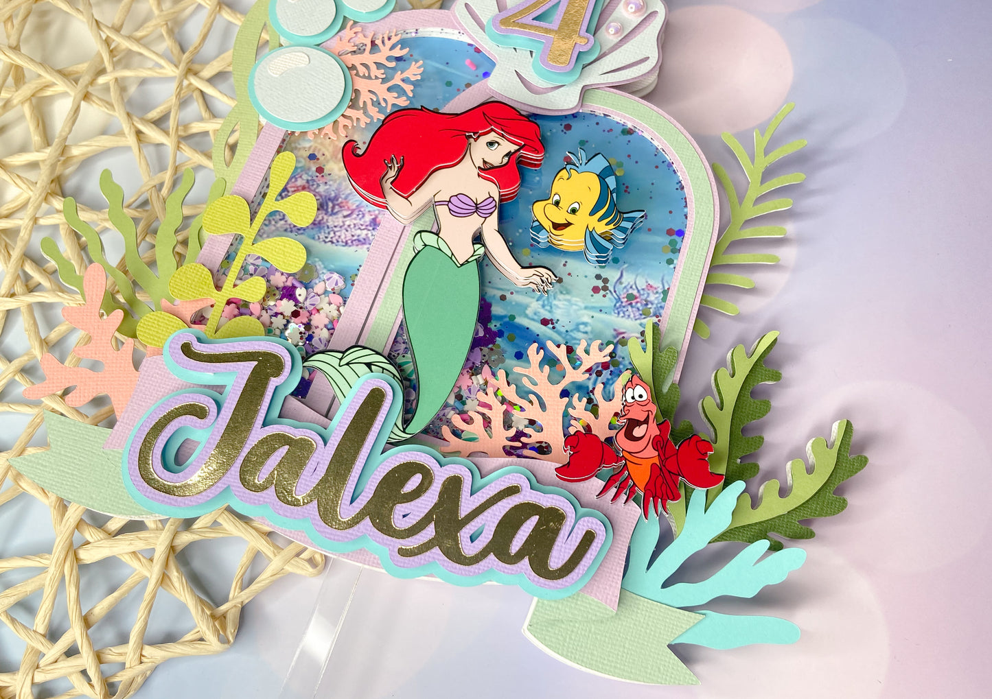 Little Mermaid cake topper | under the sea | Mermaid shaker topper | 3D Mermaid shaker | Little mermaid party decor