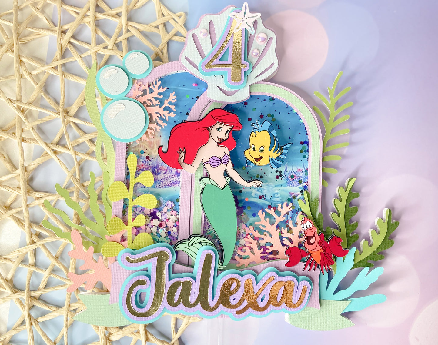 Little Mermaid cake topper | under the sea | Mermaid shaker topper | 3D Mermaid shaker | Little mermaid party decor