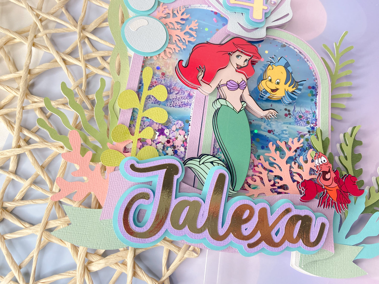 Little Mermaid cake topper | under the sea | Mermaid shaker topper | 3D Mermaid shaker | Little mermaid party decor
