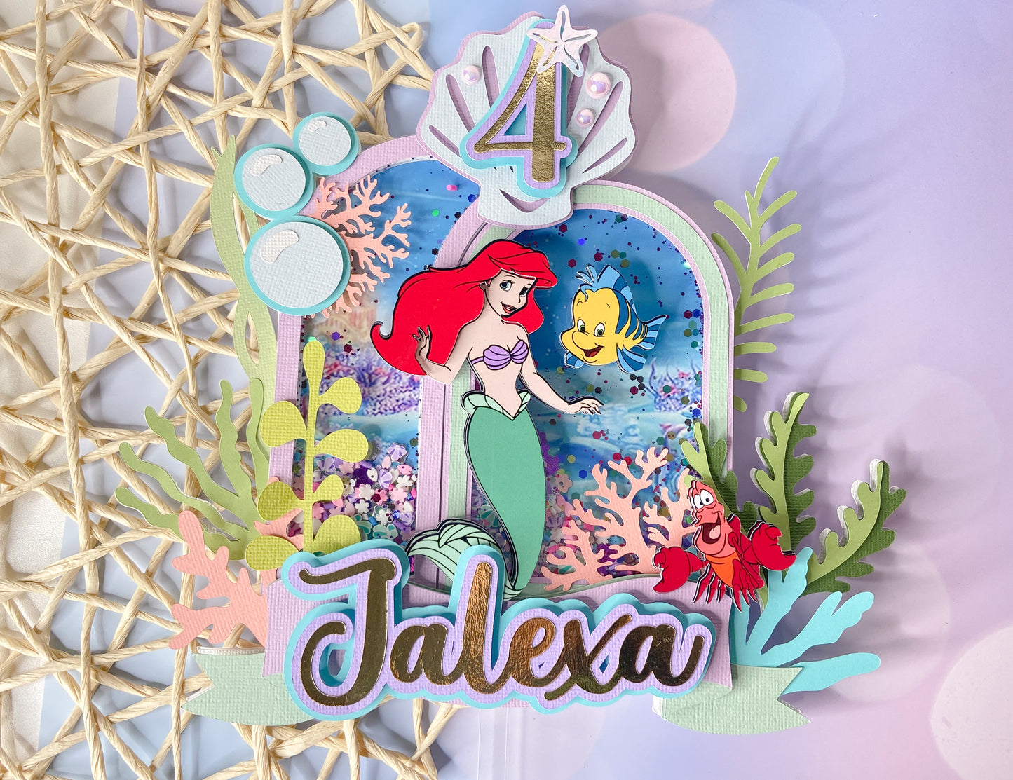 Little Mermaid cake topper | under the sea | Mermaid shaker topper | 3D Mermaid shaker | Little mermaid party decor