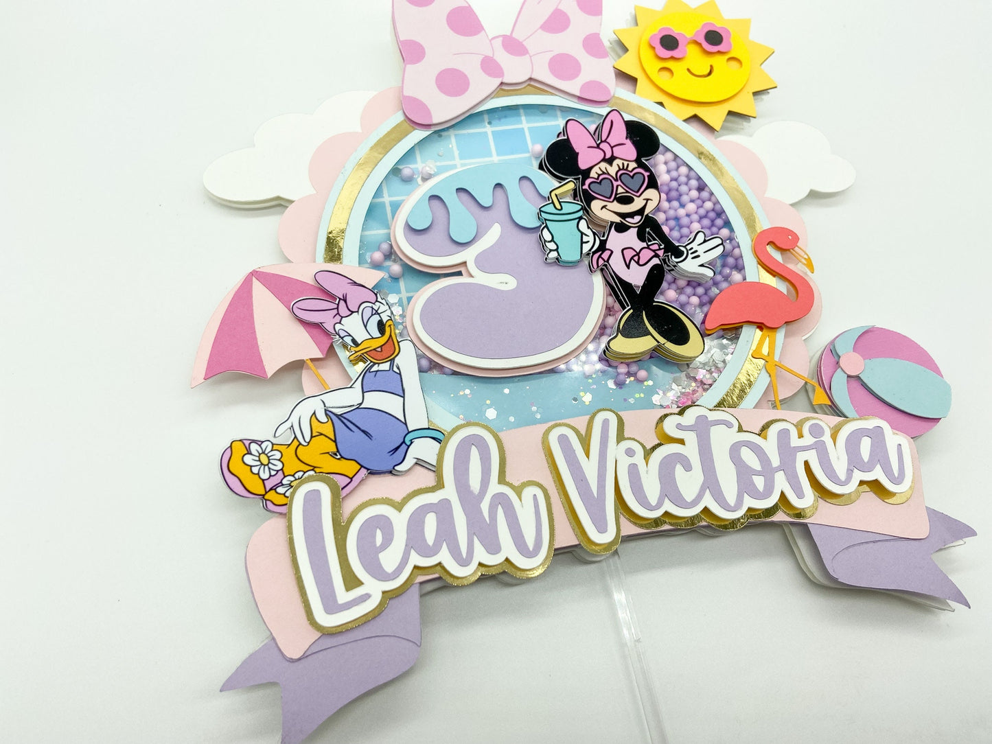 Minnie Mouse pool party | Minnie Mouse birthday | Minnie party | Minnie and daisy birthday | Shaker cake topper