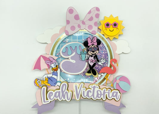 Minnie Mouse pool party | Minnie Mouse birthday | Minnie party | Minnie and daisy birthday | Shaker cake topper