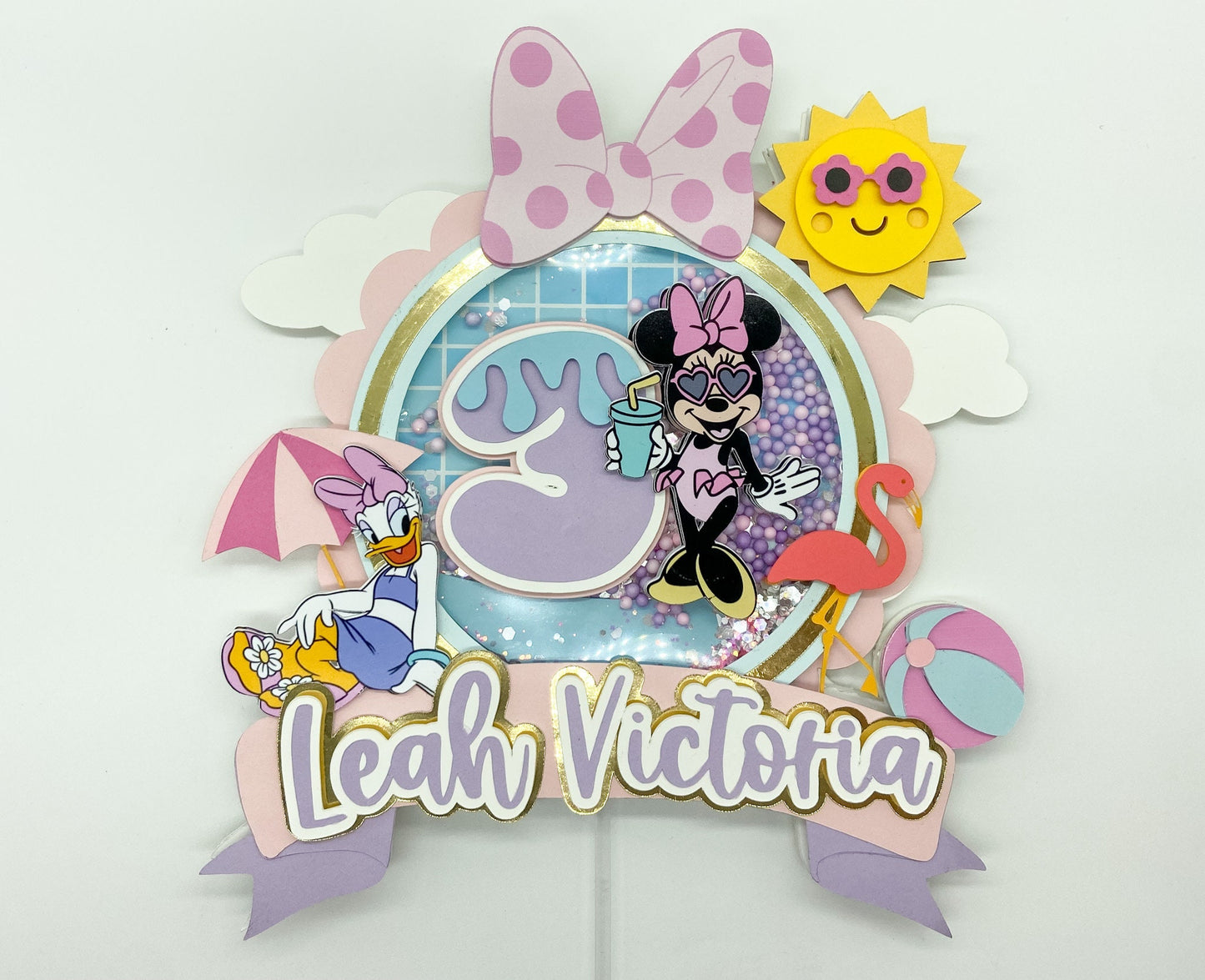 Minnie Mouse pool party | Minnie Mouse birthday | Minnie party | Minnie and daisy birthday | Shaker cake topper