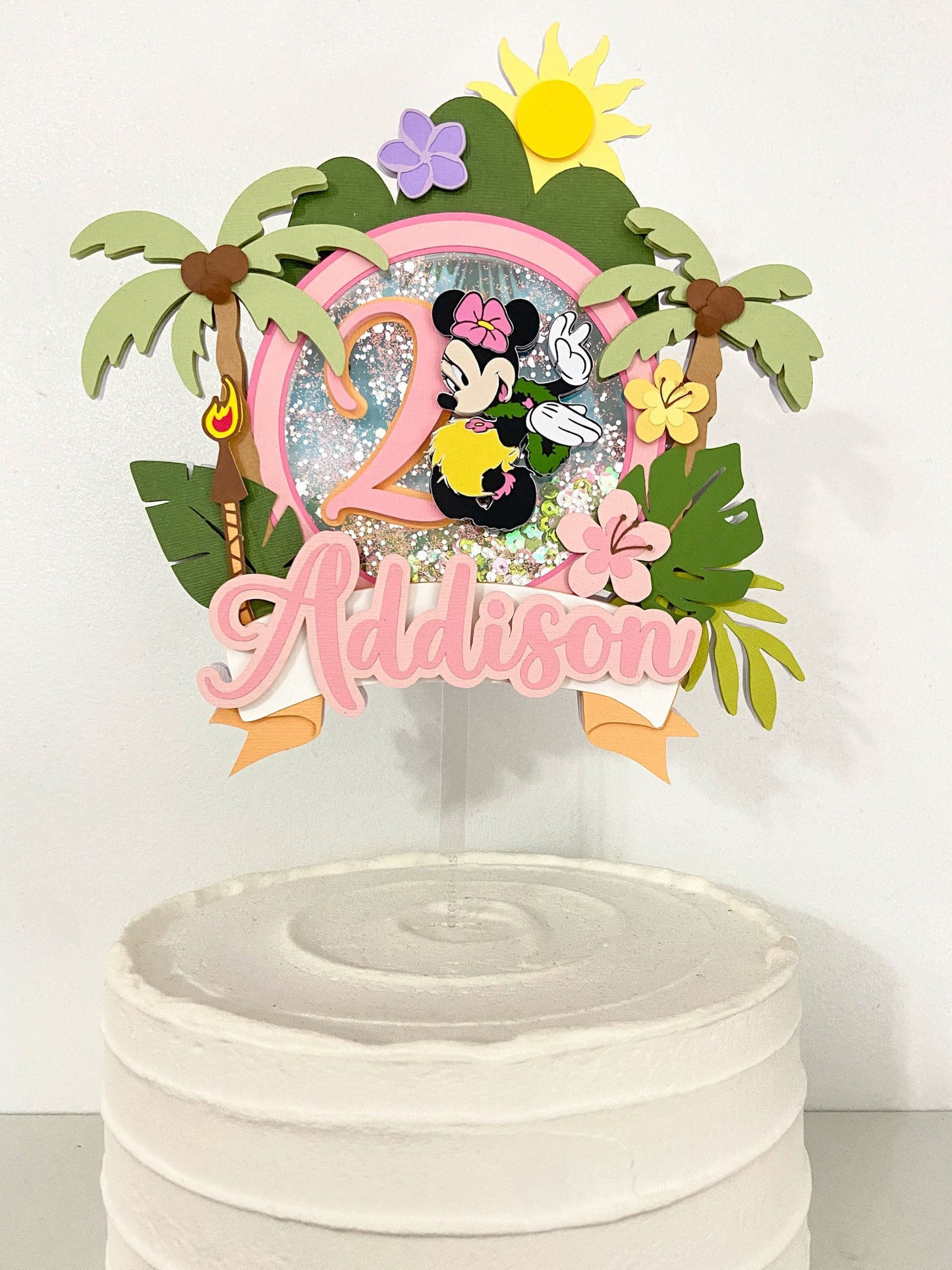 Minnie Mouse Luau cake topper | Minnie Mouse birthday | Minnie hawaiana | Shaker cake topper | Minnie Hawaiian party | Tropical party