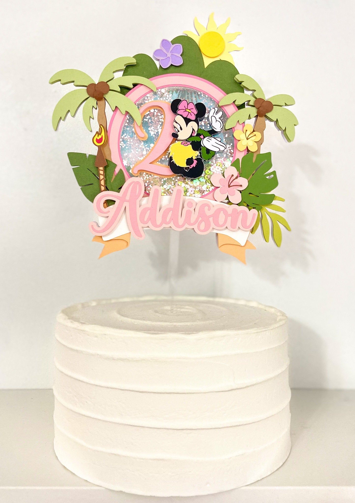 Minnie Mouse Luau cake topper | Minnie Mouse birthday | Minnie hawaiana | Shaker cake topper | Minnie Hawaiian party | Tropical party