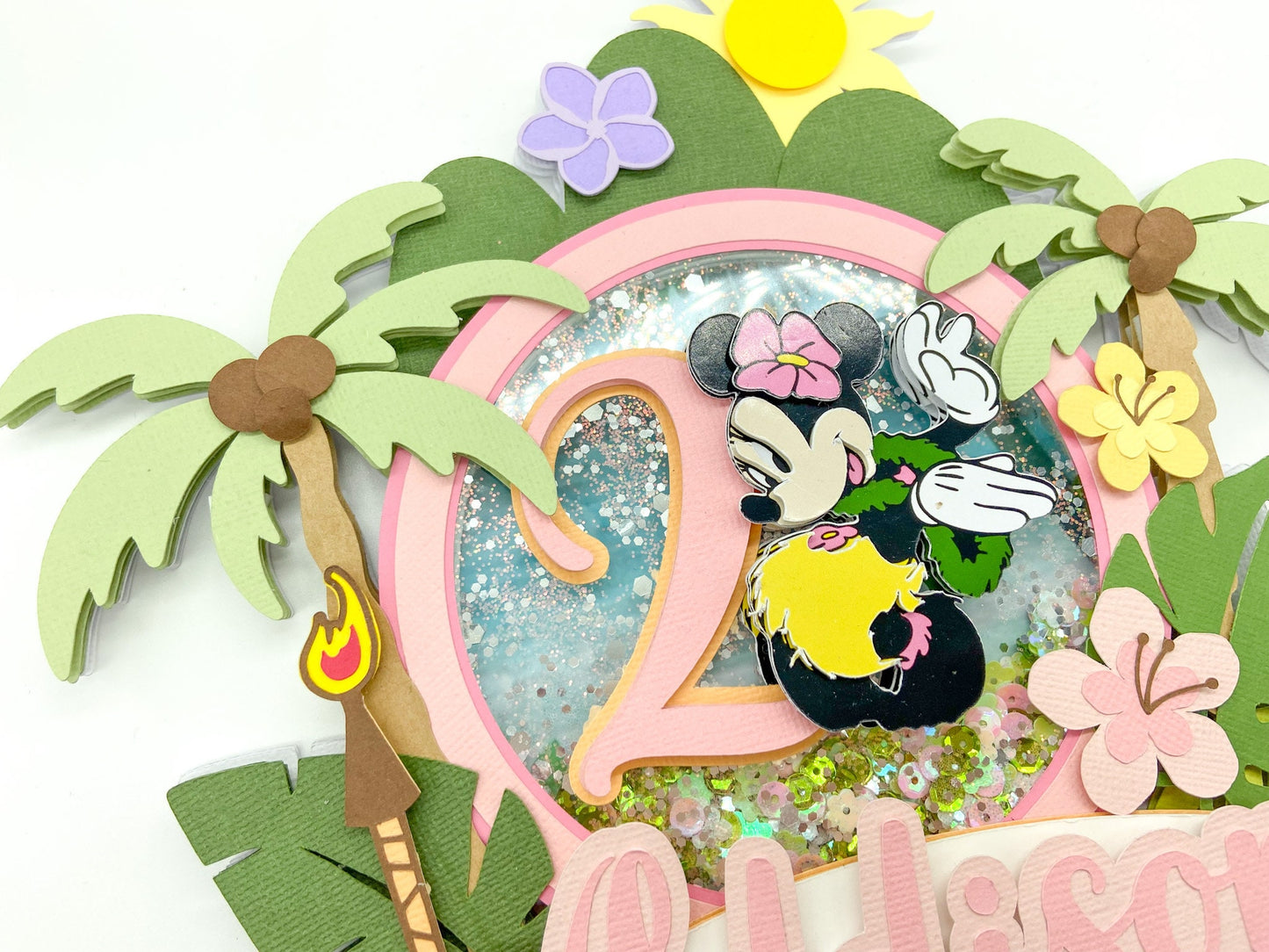 Minnie Mouse Luau cake topper | Minnie Mouse birthday | Minnie hawaiana | Shaker cake topper | Minnie Hawaiian party | Tropical party