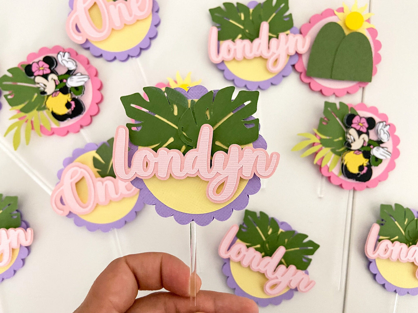 Minnie luau cupcake topper | cupcake topper | customizable cupcake topper | Minnie Mouse cupcake topper