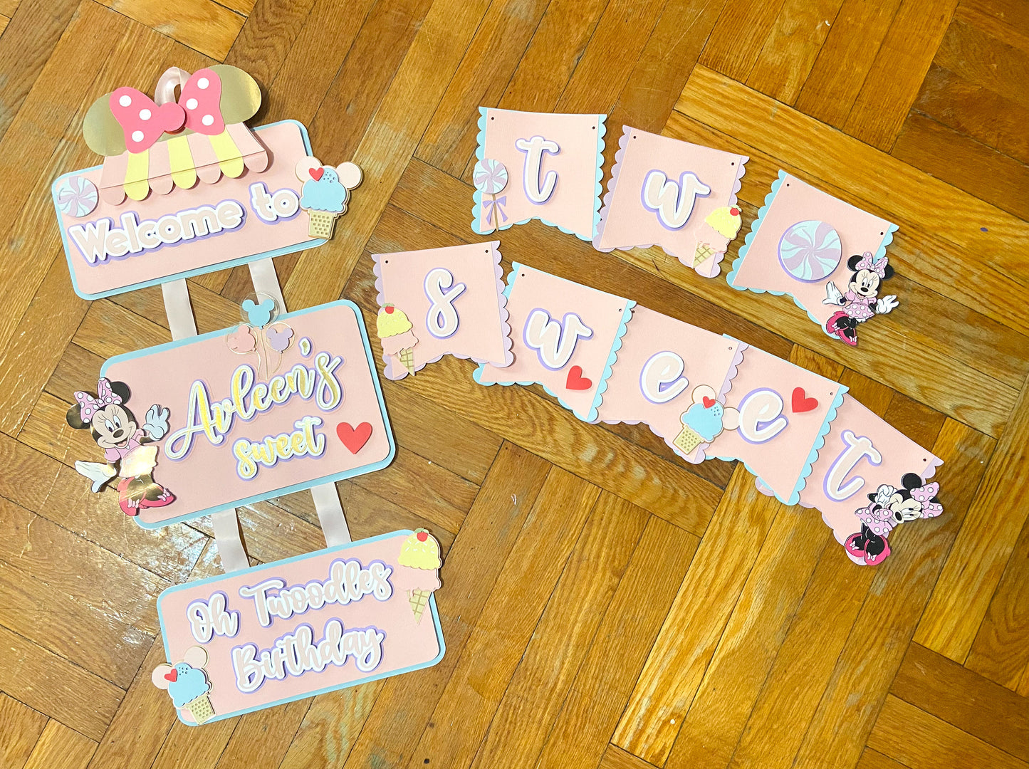 Birthday welcome sign | door sign | Minnie mouse door hanger | Party decoration | Birthday door hanger | Candyland theme birthday