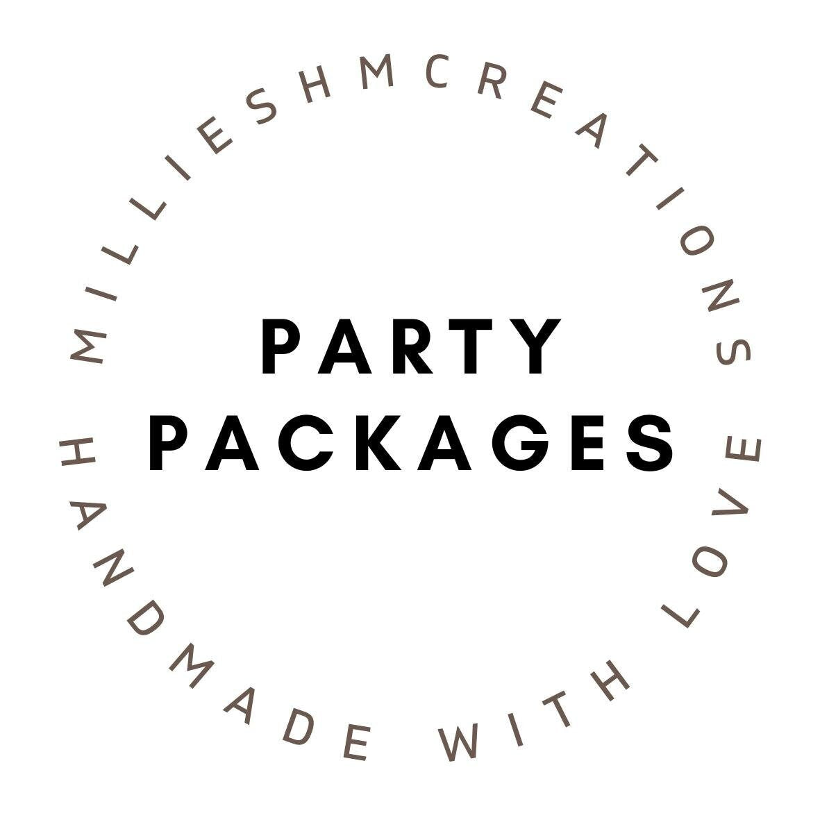 Party packages, party supplies, custom orders, kids party decor, cake topper, party favors, birthday favors