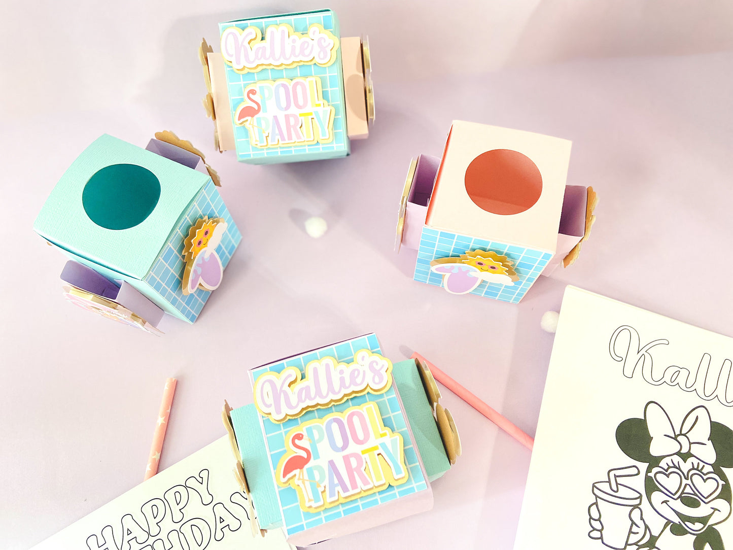 Pool 12 Coloring activity favors | kids party favors | personalized party favors | Minnie pool party | Minnie Mouse customizable favors