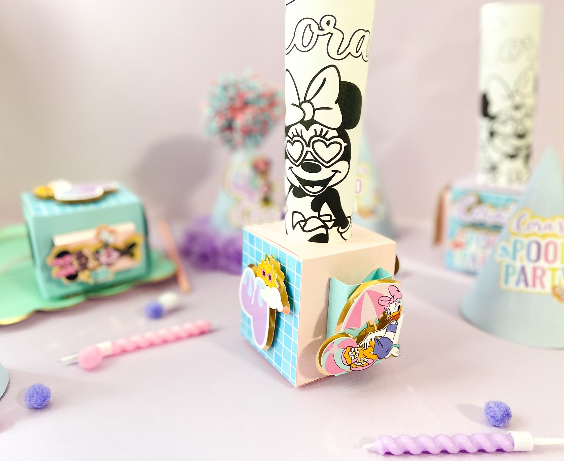 Pool 12 Coloring activity favors | kids party favors | personalized party favors | Minnie pool party | Minnie Mouse customizable favors