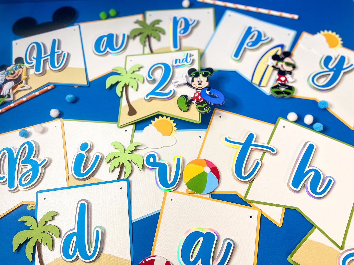 Mickey Mouse beach party | Mickey Mouse birthday | Beach party | Mickey pool party | Shaker cake topper | Mickey birthday decor