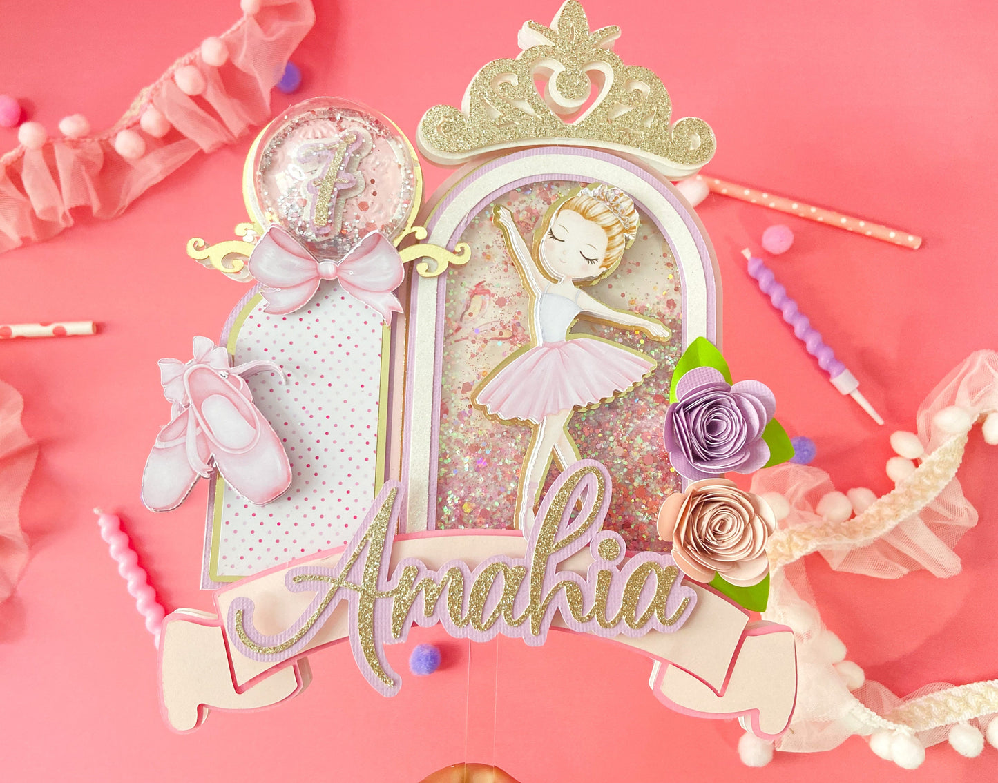 Ballerina cake topper | tutu birthday party | ballet theme party decor | ballerina birthday | ballet decorations | shaker cake topper