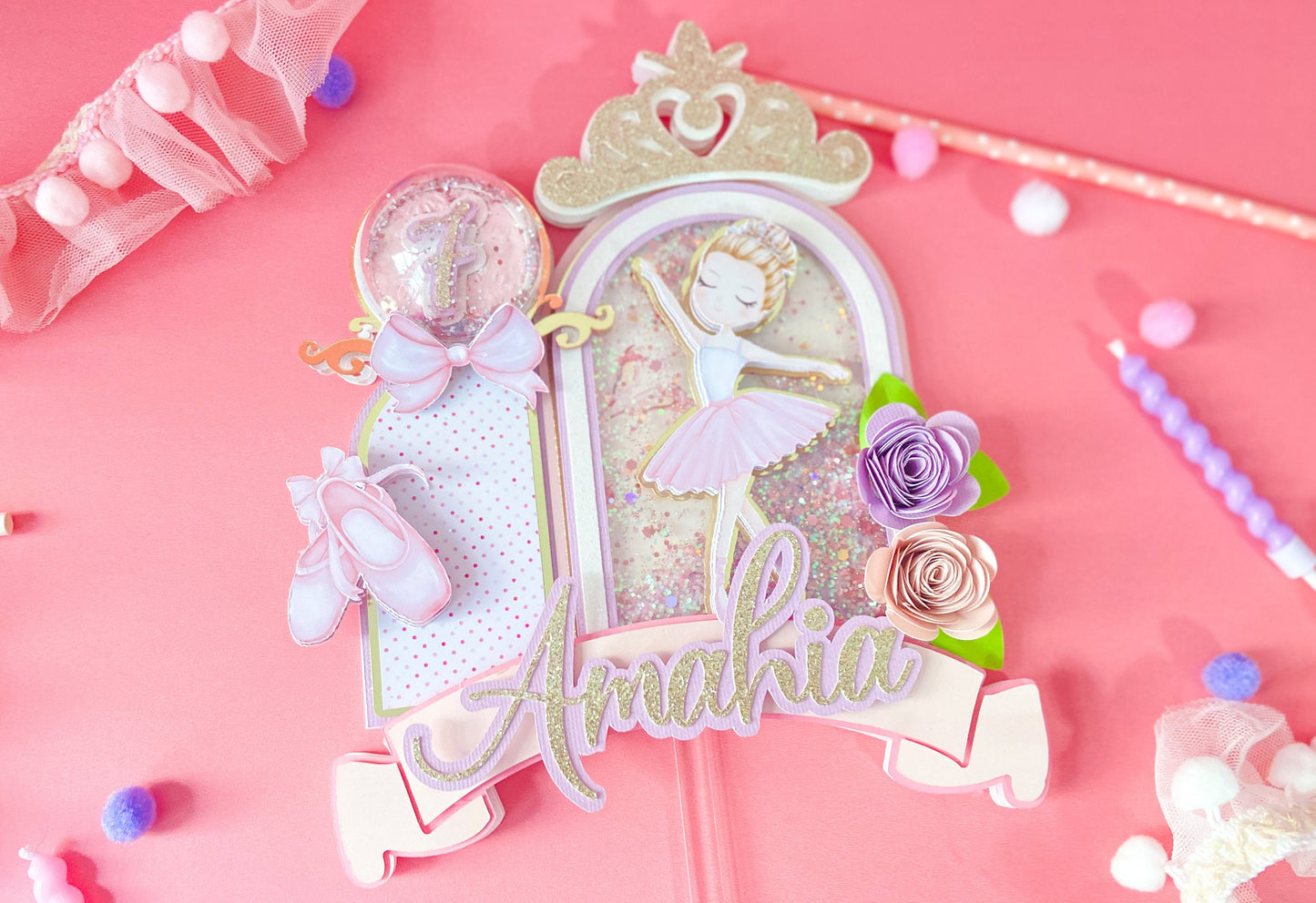 Ballerina cake topper | tutu birthday party | ballet theme party decor | ballerina birthday | ballet decorations | shaker cake topper