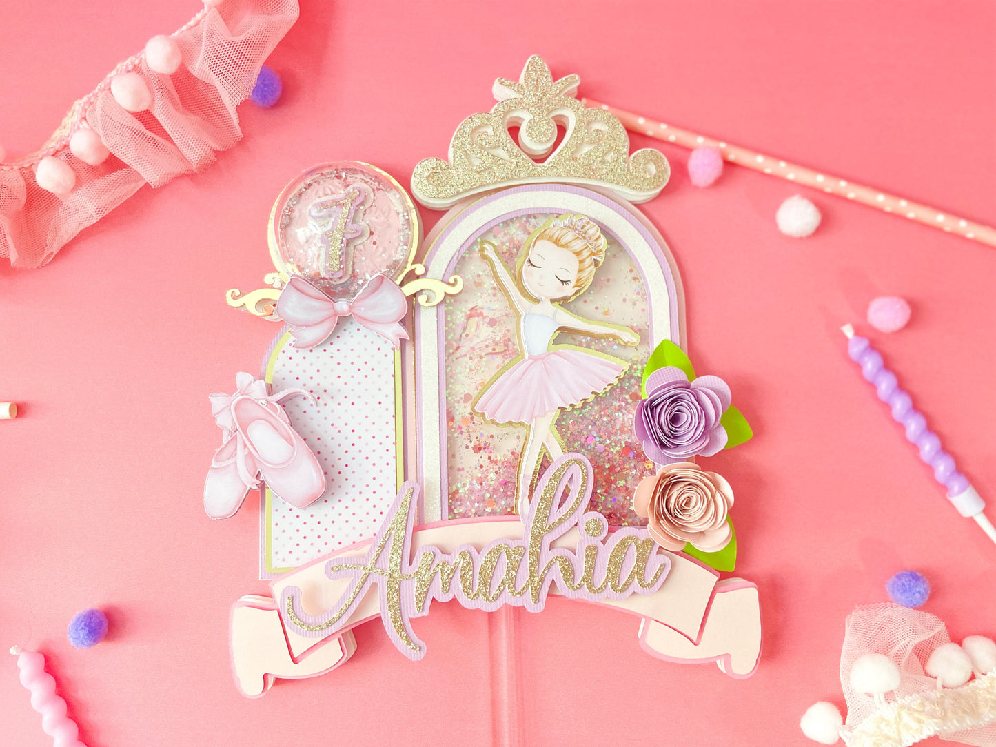 Ballerina cake topper | tutu birthday party | ballet theme party decor | ballerina birthday | ballet decorations | shaker cake topper