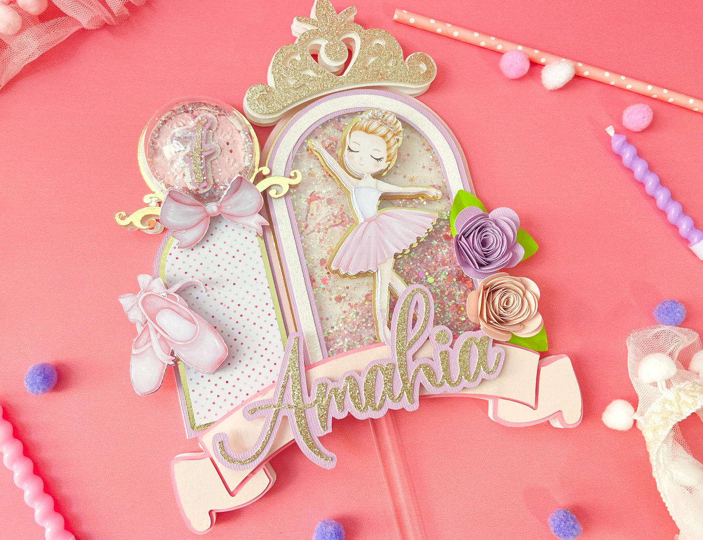 Ballerina cake topper | tutu birthday party | ballet theme party decor | ballerina birthday | ballet decorations | shaker cake topper