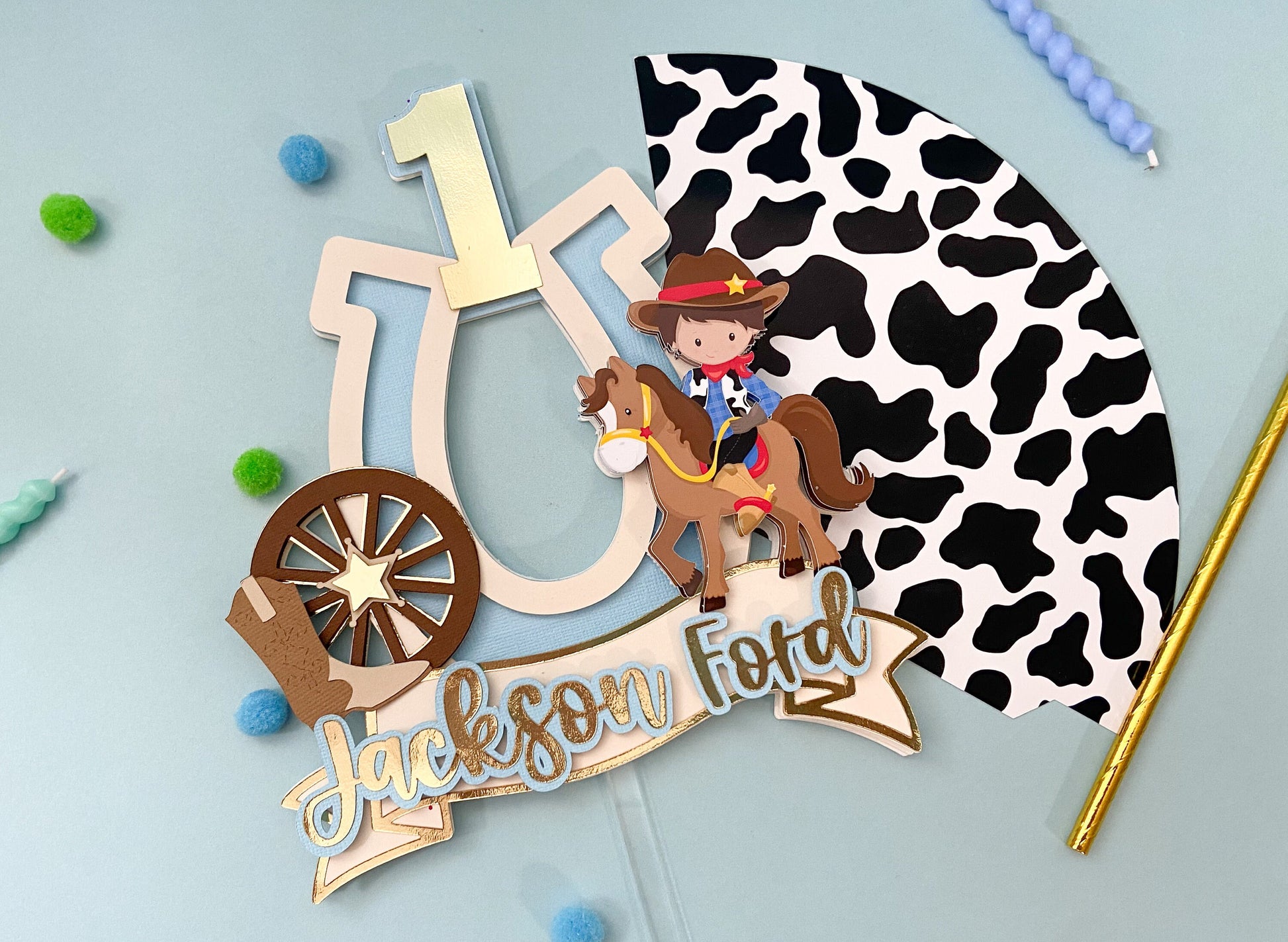 Cowboy cake topper | cowboy party | vaquero party | farm birthday | western birthday | cow party cake topper