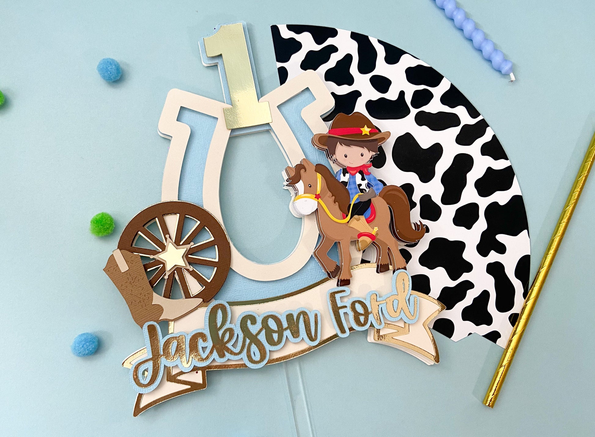 Cowboy cake topper | cowboy party | vaquero party | farm birthday | western birthday | cow party cake topper