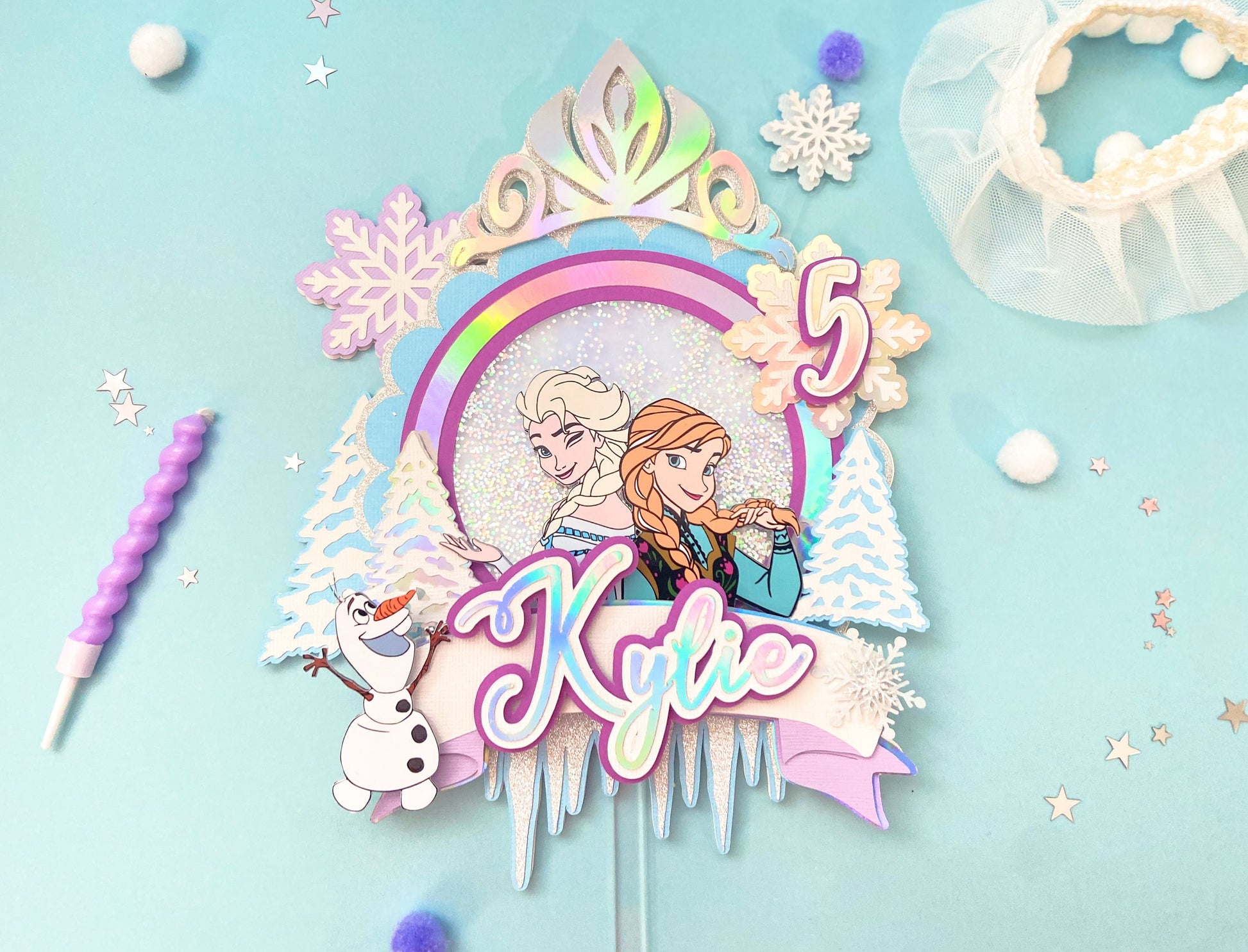frozen first cake topper | ice queen party | Frozen party | shaker cake topper | party decor | personalized cake topper | Elsa and Anna