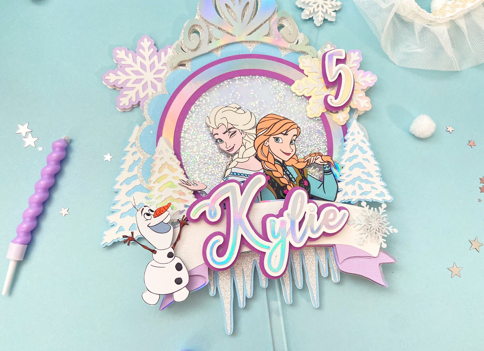 frozen first cake topper | ice queen party | Frozen party | shaker cake topper | party decor | personalized cake topper | Elsa and Anna