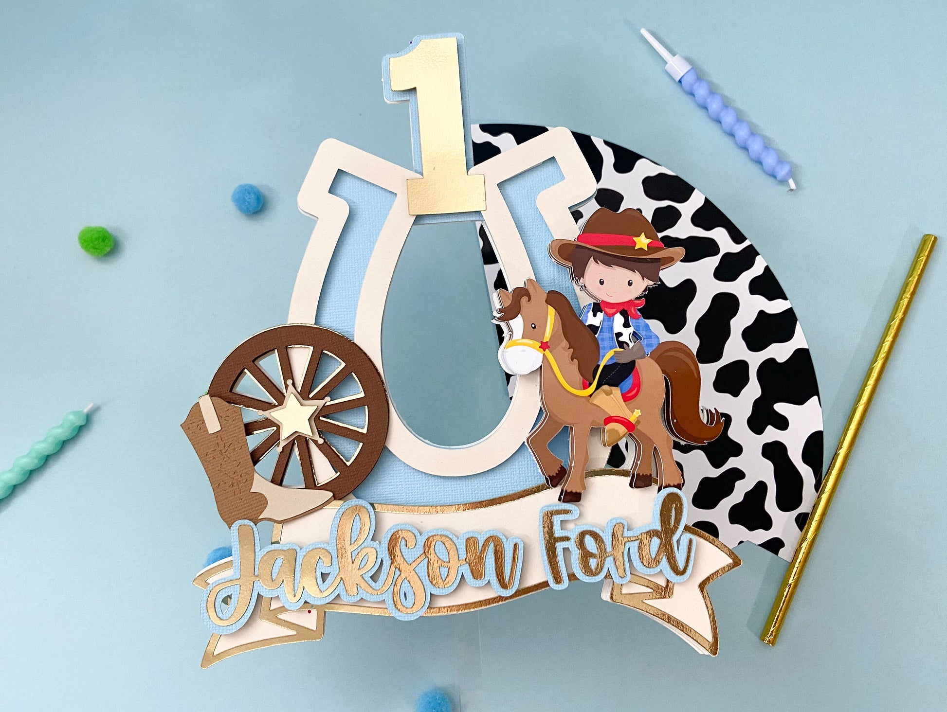 Cowboy cake topper | cowboy party | vaquero party | farm birthday | western birthday | cow party cake topper