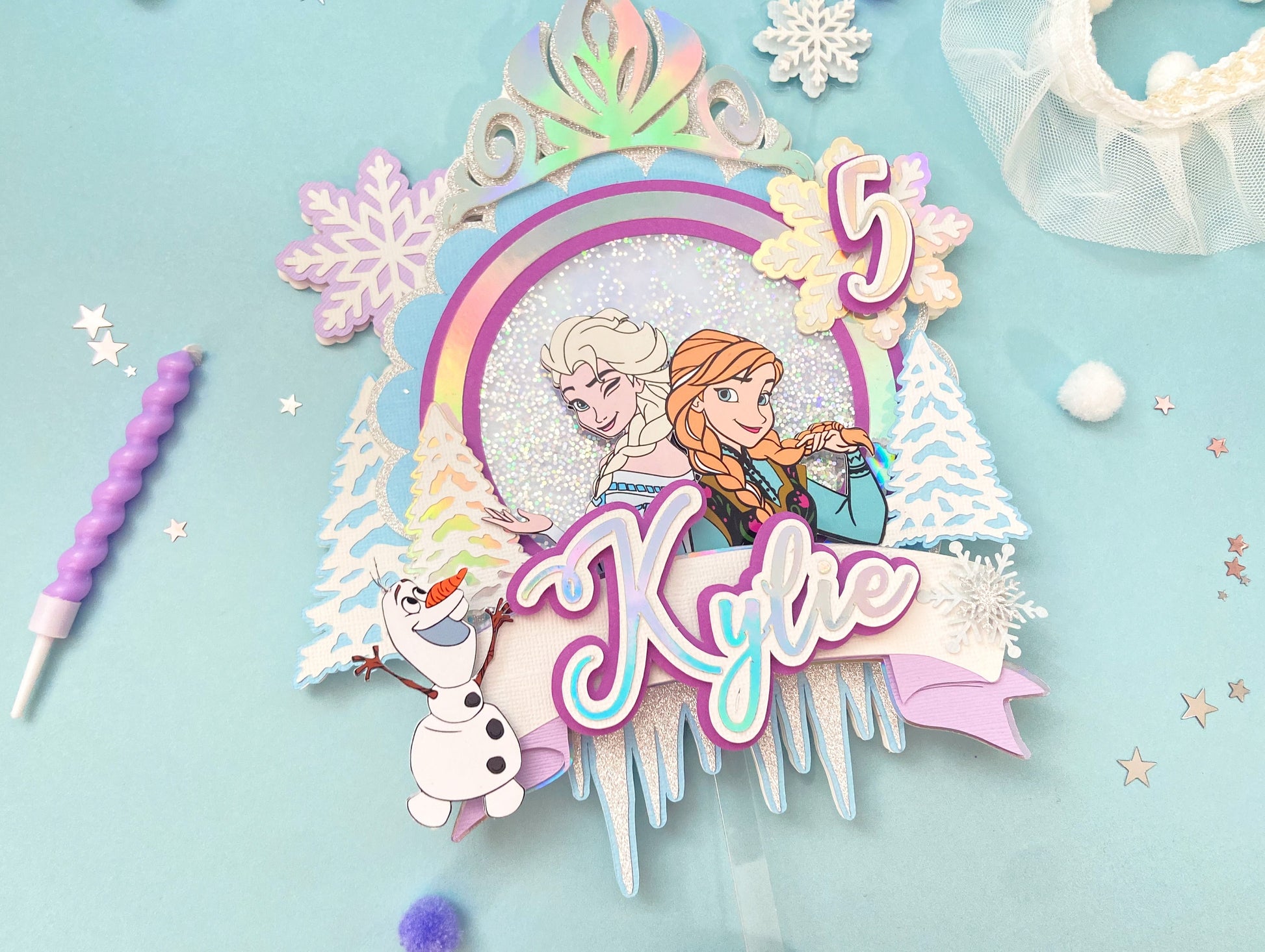 frozen first cake topper | ice queen party | Frozen party | shaker cake topper | party decor | personalized cake topper | Elsa and Anna