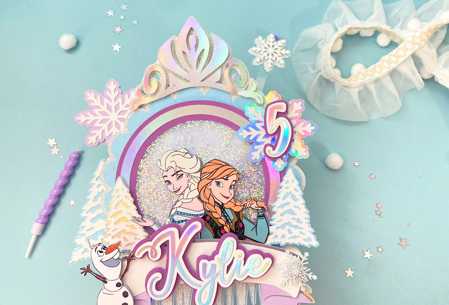 frozen first cake topper | ice queen party | Frozen party | shaker cake topper | party decor | personalized cake topper | Elsa and Anna