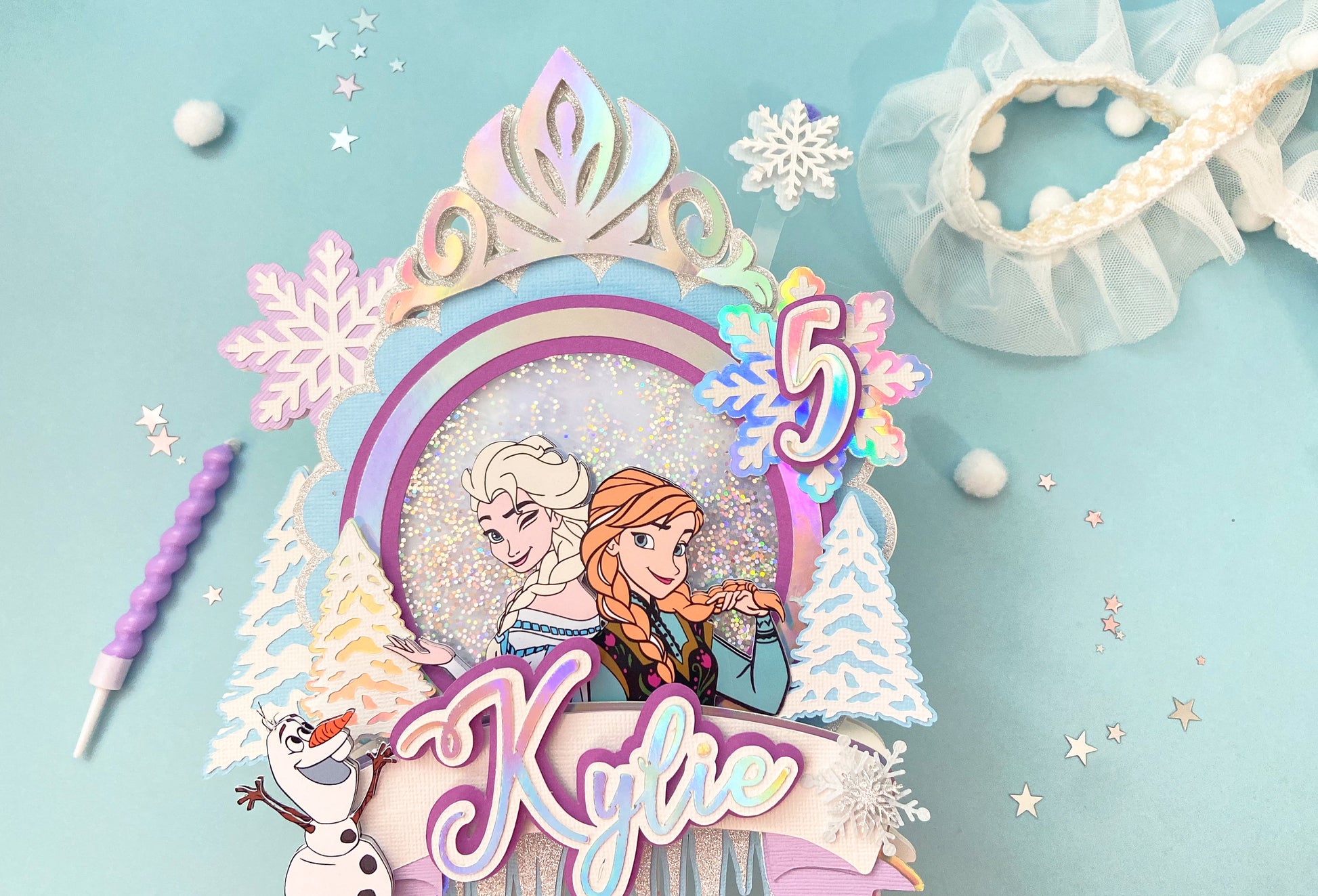 frozen first cake topper | ice queen party | Frozen party | shaker cake topper | party decor | personalized cake topper | Elsa and Anna