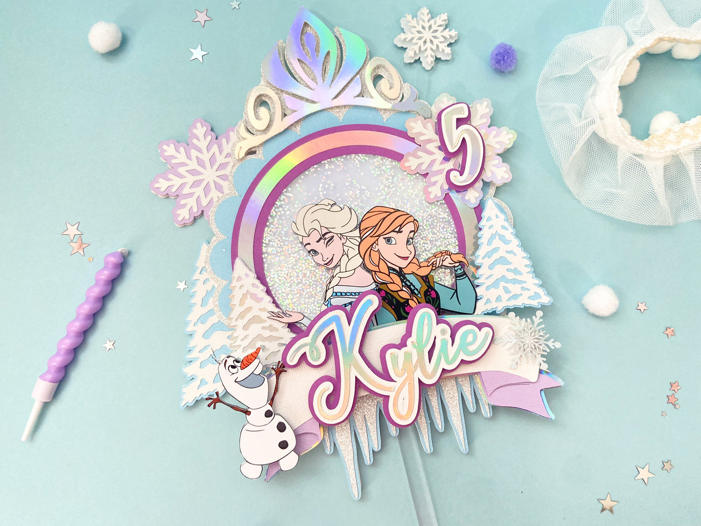 frozen first cake topper | ice queen party | Frozen party | shaker cake topper | party decor | personalized cake topper | Elsa and Anna