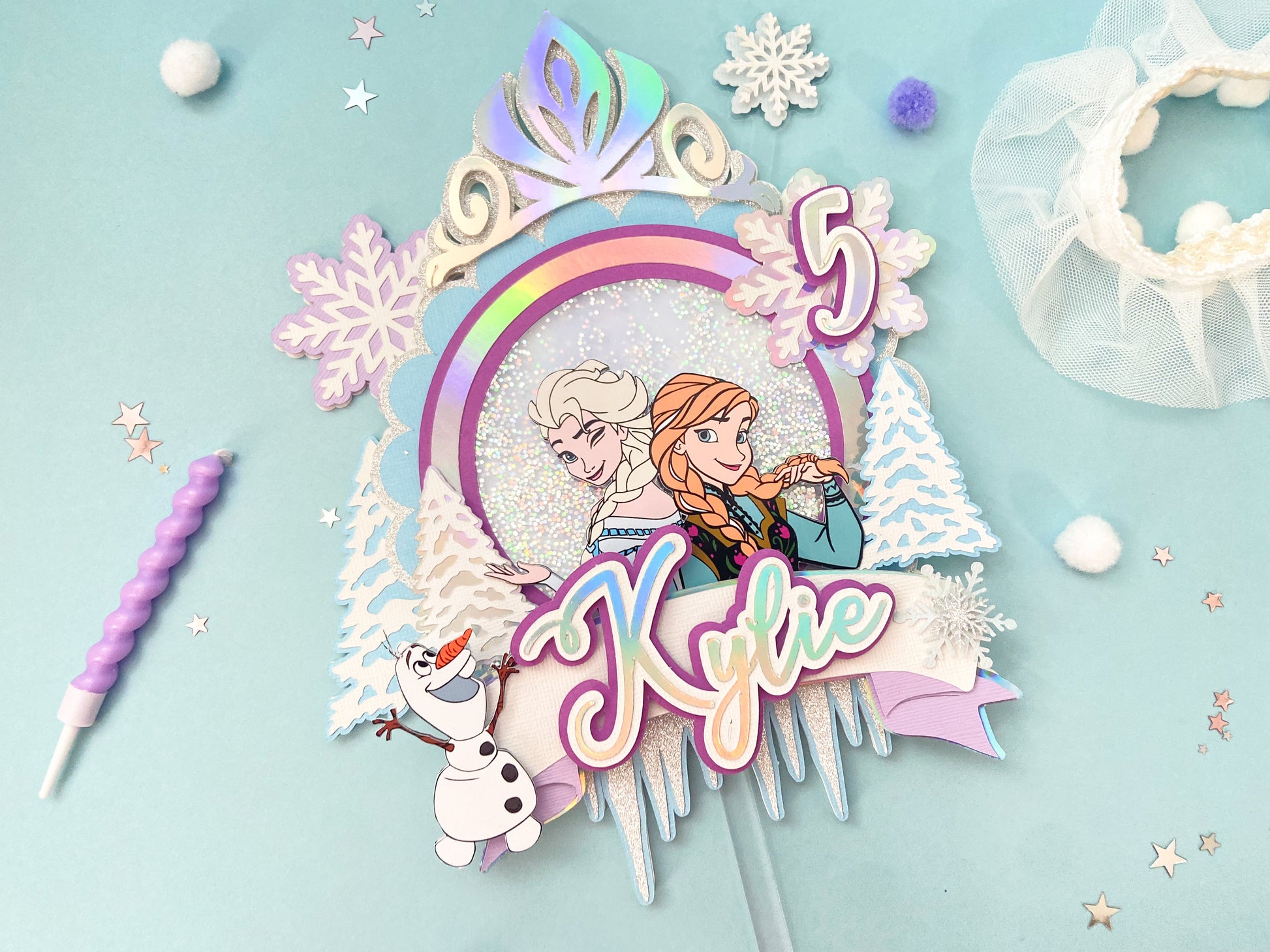 frozen first cake topper | ice queen party | Frozen party | shaker cake topper | party decor | personalized cake topper | Elsa and Anna