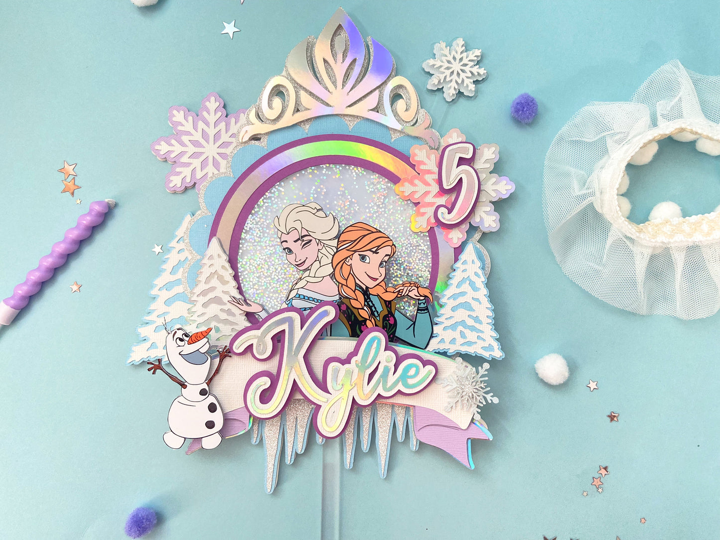 frozen first cake topper | ice queen party | Frozen party | shaker cake topper | party decor | personalized cake topper | Elsa and Anna