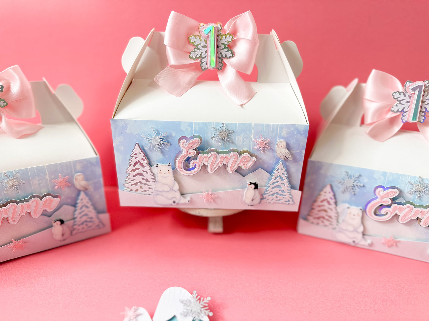 favor boxes Winter Onederland, First birthday, Winter baby