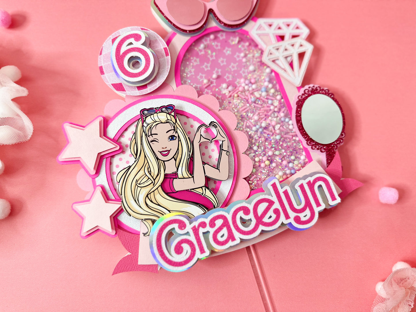 Barbie doll cake topper | Barbie | party decor | Doll party idea | shaker cake topper | Let's go party | pink lover