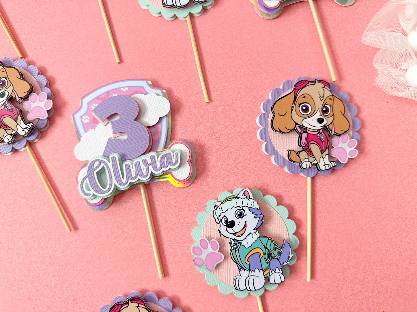 Sky and Everest cupcake toppers | Paw patrol cupcakes | party decor | cupcake toppers | paw patrol party decor