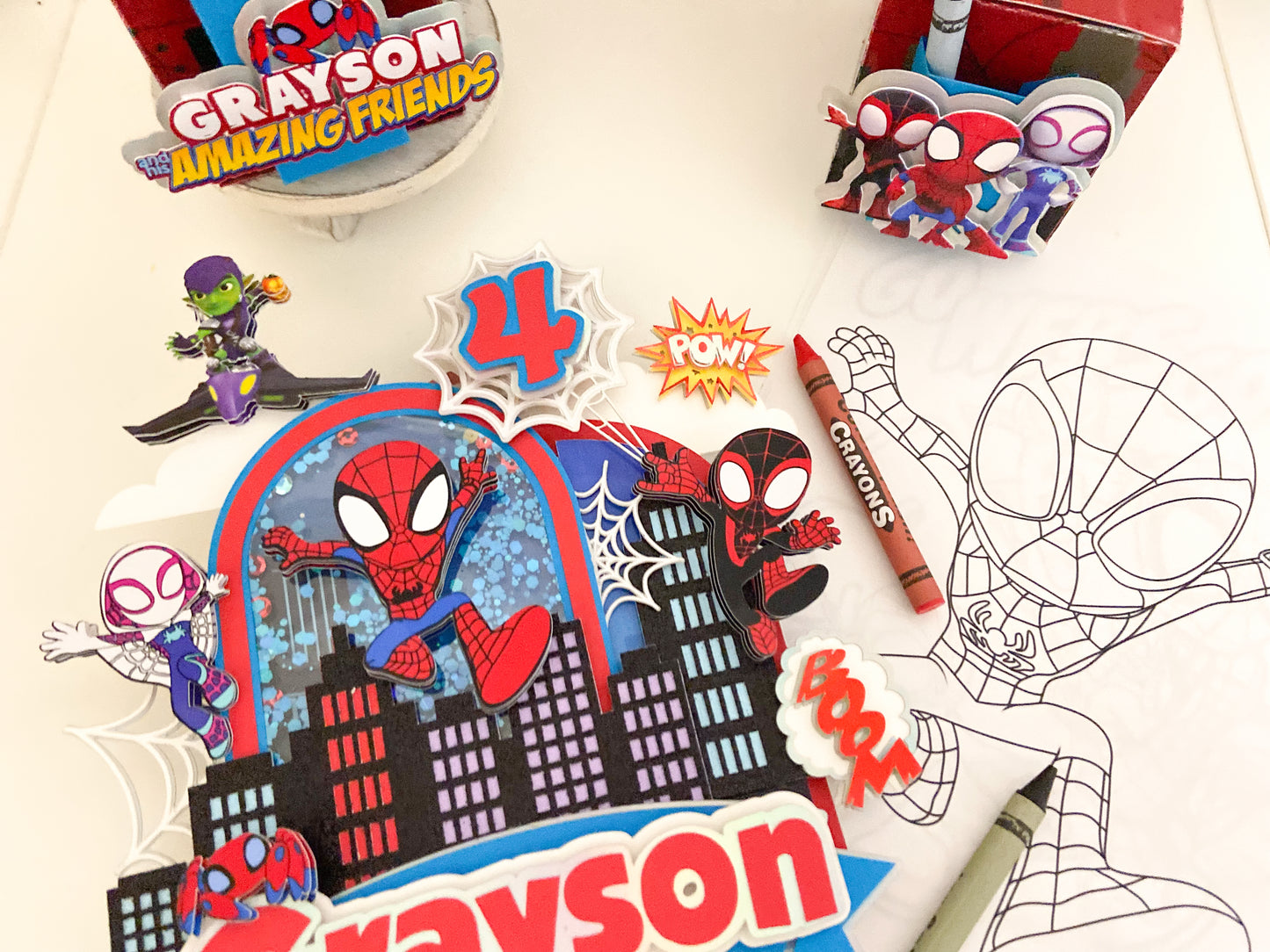 Spidey and friends cake topper | Spidey cake topper | kids party decorations | Spiderman birthday | superheroes cake topper |