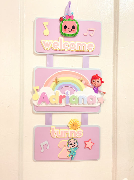 Birthday welcome sign | door sign | Cocomelon door hanger | Party decoration | Birthday door hanger | kids birthday decor